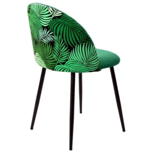 mobiliario-contract-silla floral metal tapizado velvet verde con trasera floral a juego 2
